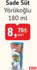 YÖRÜKOĞLU SADE SÜT 180 ML